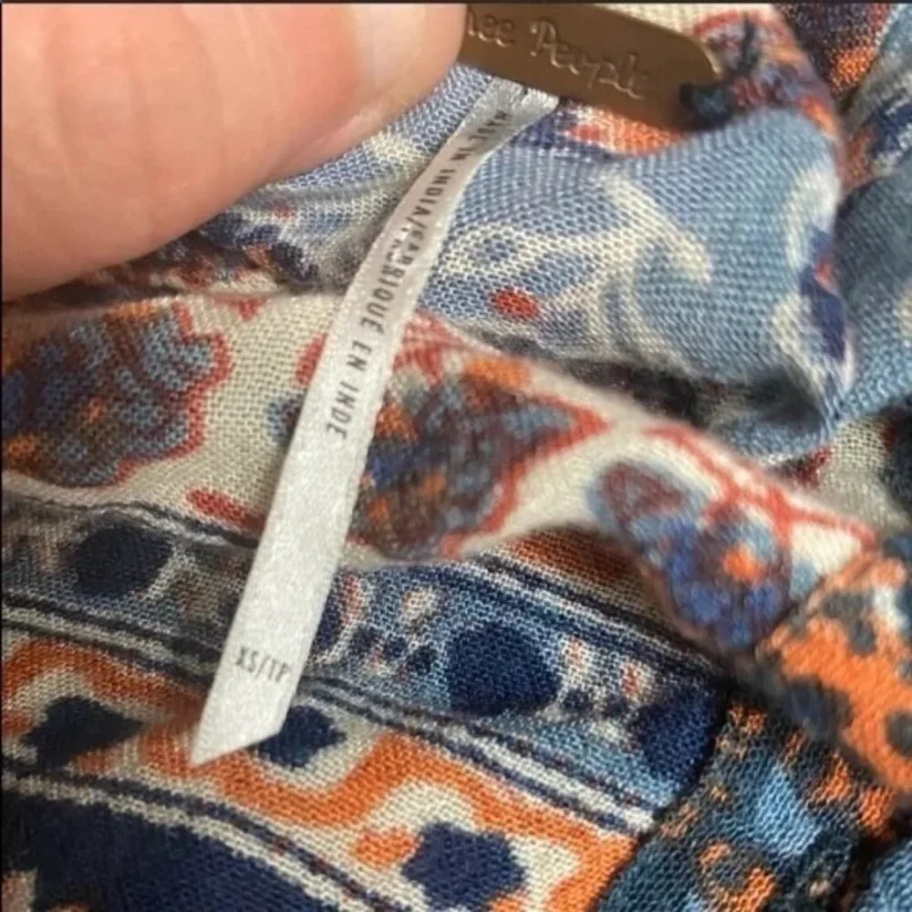 Free People Caravan Patchwork Button Down Top